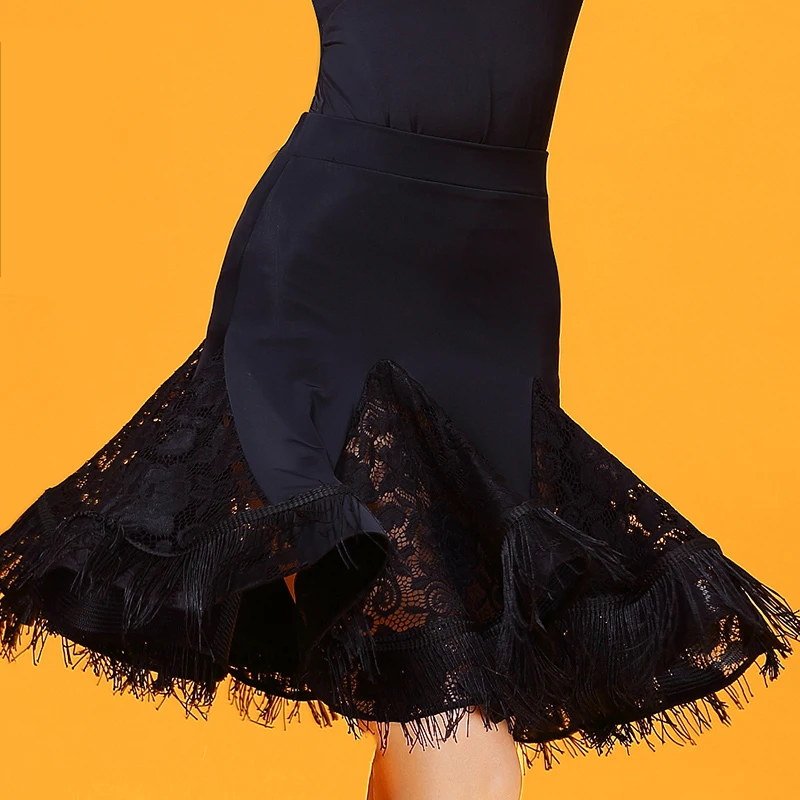 

New Style Ice Slik Latin Dance Skirt For Woman Black High Quality Ballroom Chacha Practice Samba Tango Wear ZH1445, N/a