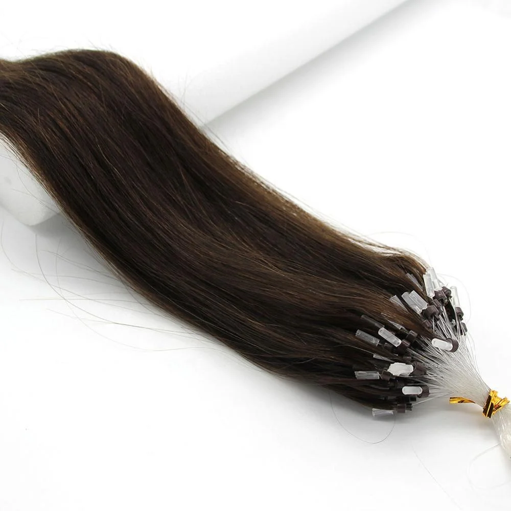 

100s Easy Loop/Micro Ring Beads Indian Remy Human Hair Straight Dark Brown 100% cheap remy micro loop hair extensions