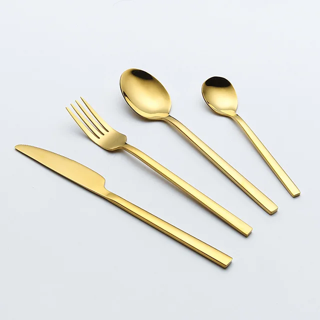 

stainless steel wedding gold cutlery set pvd coating flatware set gold silverware, Gold;rose gold;silver;black