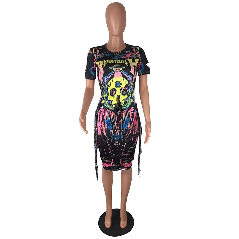 

Broken Hole Print Pattern Sexy Two-piece Suit, N/a