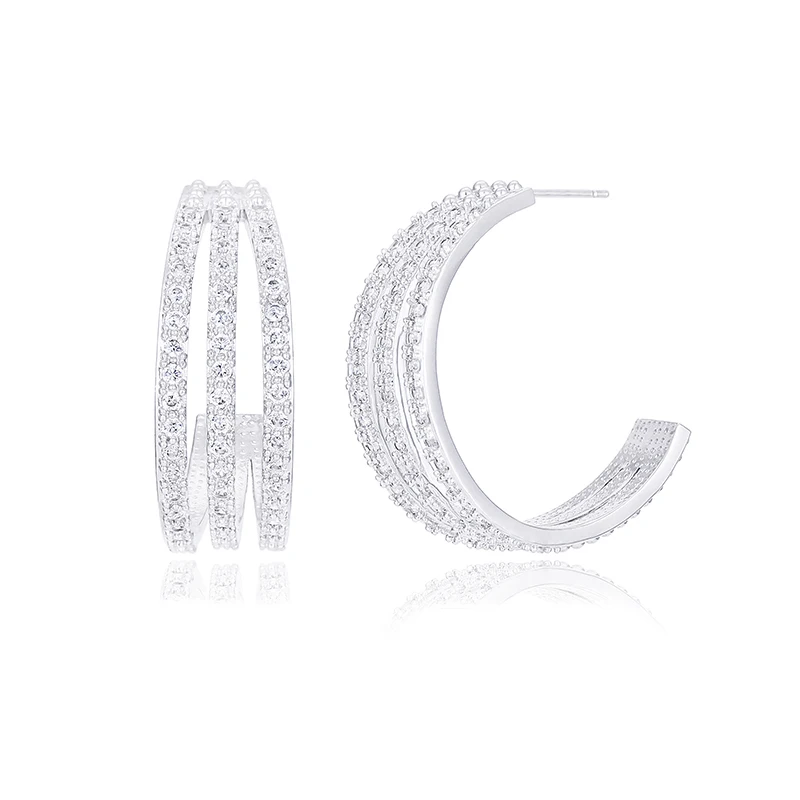 

Wholesale CZ Silver Micro Pave Arc Shape Stud Earrings