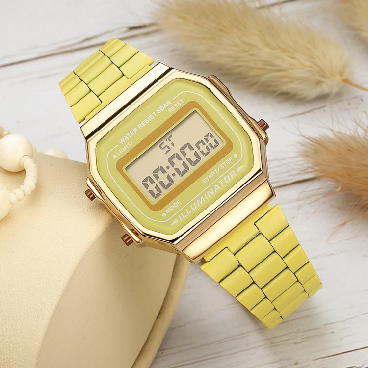 

Summer colorful digital electronic watch Alloy electronic Wristwatch Multicolor steel strap watches, Colors
