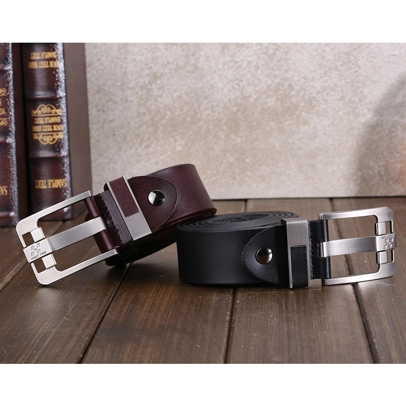 Hautton cow hide genuine leather belts real leather high quality men pin belts 2019
