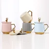 Golden Diamond Cut Surface 3D Elk Geometric Ceramic Cup Gift Cup