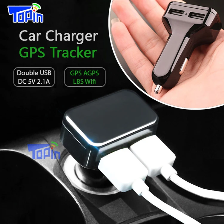 Dual Usb Car Charger Builtin Gps Tracker,5v 2.1a Output Gsm+gps+wifi