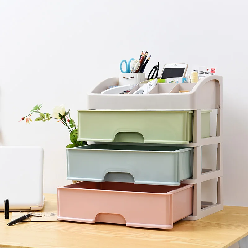 3 Layer Plastic Desk Organizer Tray Storage Adjust The Drawer