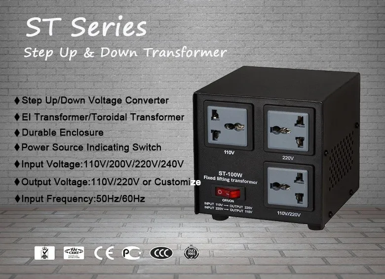 240V 100W 120V /à 220V prise standard CN Convertisseur de tension /él/évateur//abaisseur de tension Transformateur 110V