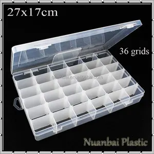 Image of 36 compartments Clear PP Plastic DIY Tool Organizer Storage Box with Adjustable Dividers