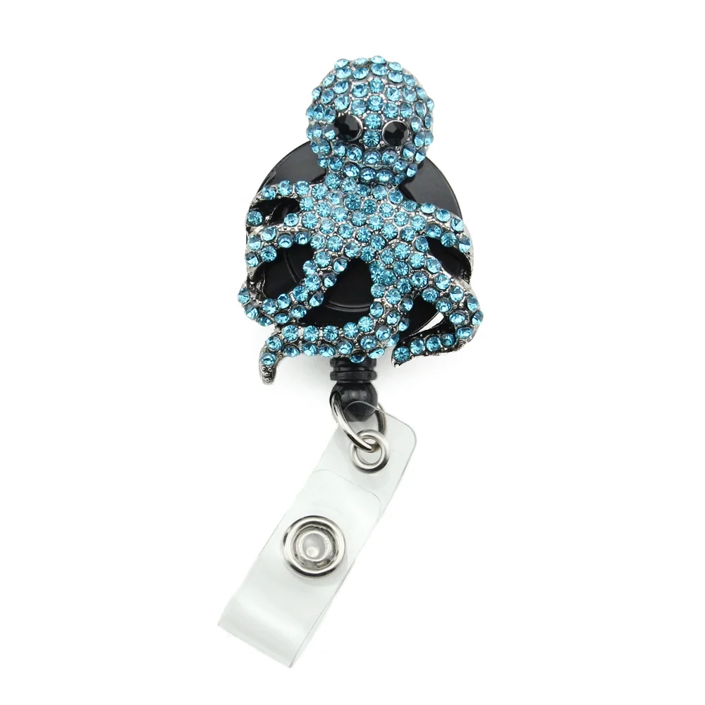 

Retractable Blue Animal Octopus Nurse Teacher ID Badge Holder Pull Reel with Clip