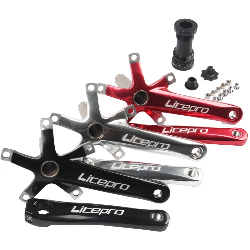 

Litepro 130BCD bike bicycle crank folding spline crankset suitable with SP8 single speed Dual chairing 1X 2X system, Black