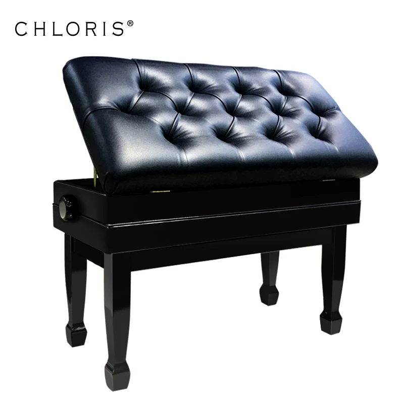 

modern adjustable Piano bench with leather seat cushion, children stool CPB-029, Black polish