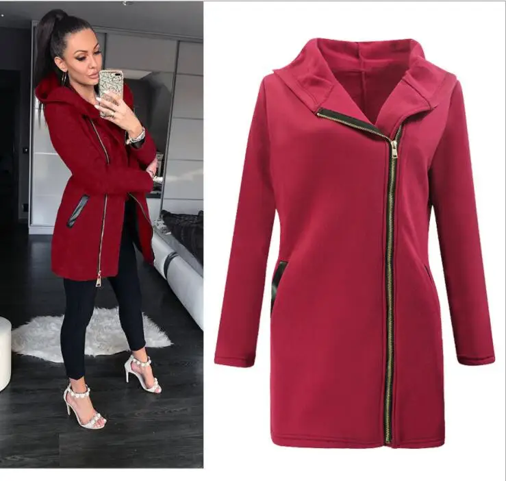

Women Warm Winter Coats Zipper Open Hoodies Sweatshirt Long Coat Jacket Tops, 8colors