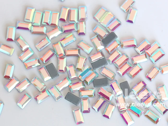 Hot Sale High Reflection and Strong Glue Glass Flat Back Hotfix Stone 2.5*5mm Rectangle Shaped Austria Fancy Hot Fix Rhinestone