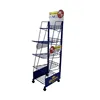 Flooring stand wire metal supermarket retail food display shelf with wheels
