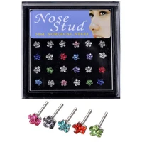 

60 24 40 Sets Box Nose Stud Women Body Jewelry, Stainless Steel Body Piercing Jewelry, Gold Nose Pin Crystal Nose Ring