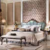 Italy royal luxury style classic designs shiny color wooden carving bedroom furniture