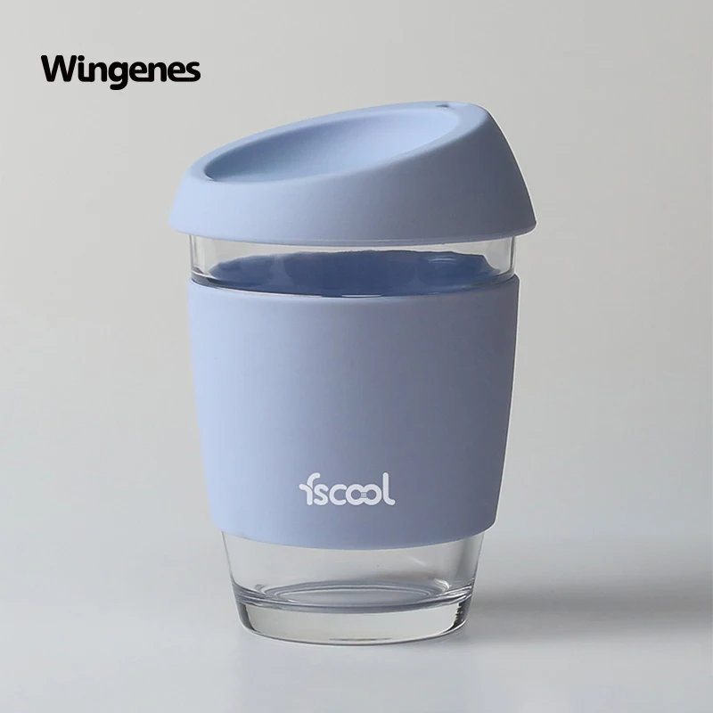 

Wholesale Custom LOGO 8oz Reusable Glass Silicone Coffee Cups, Pantone color