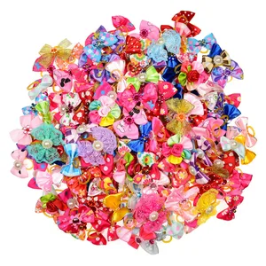Image of Pet accessories bow fashion cute pearl diamond bow