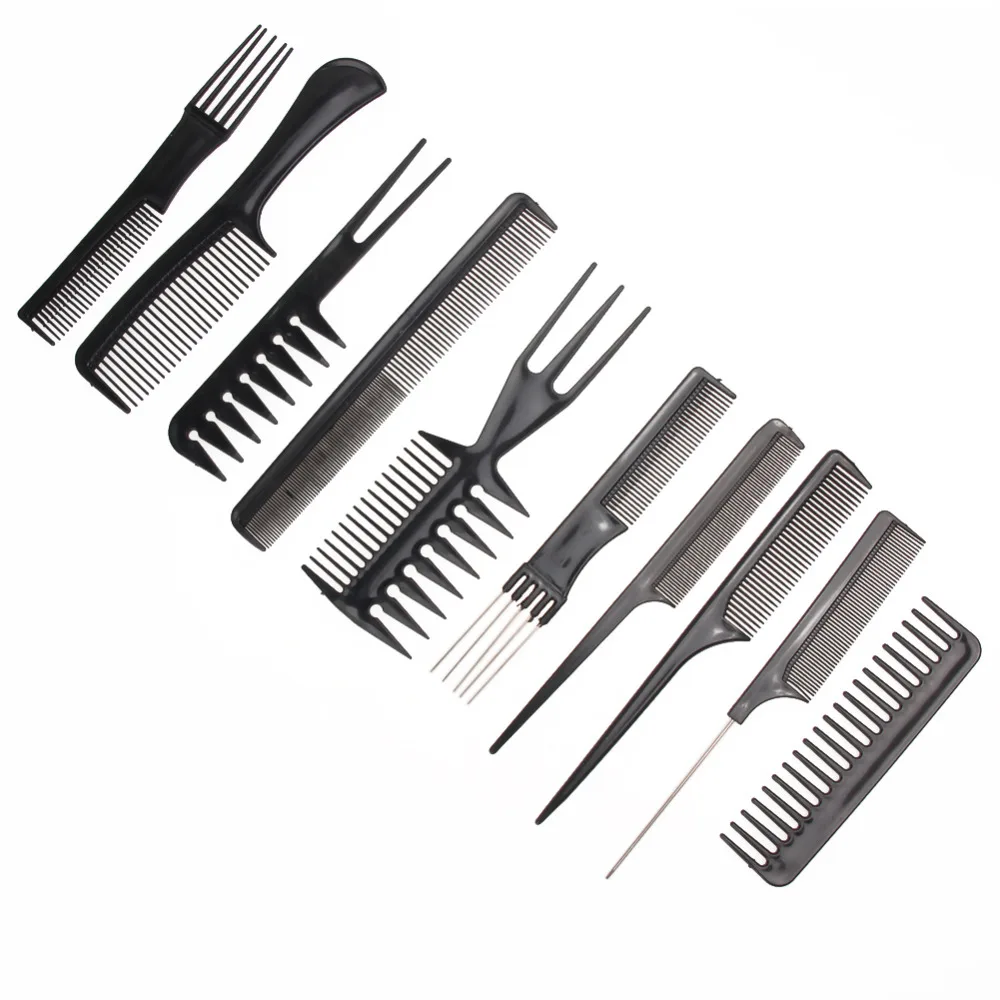 

10pcs/Set Professional Hair Brush Comb Salon Barber Anti-static Hair Combs Hairbrush Hairdressing Combs Hair Care Styling Tools, Color