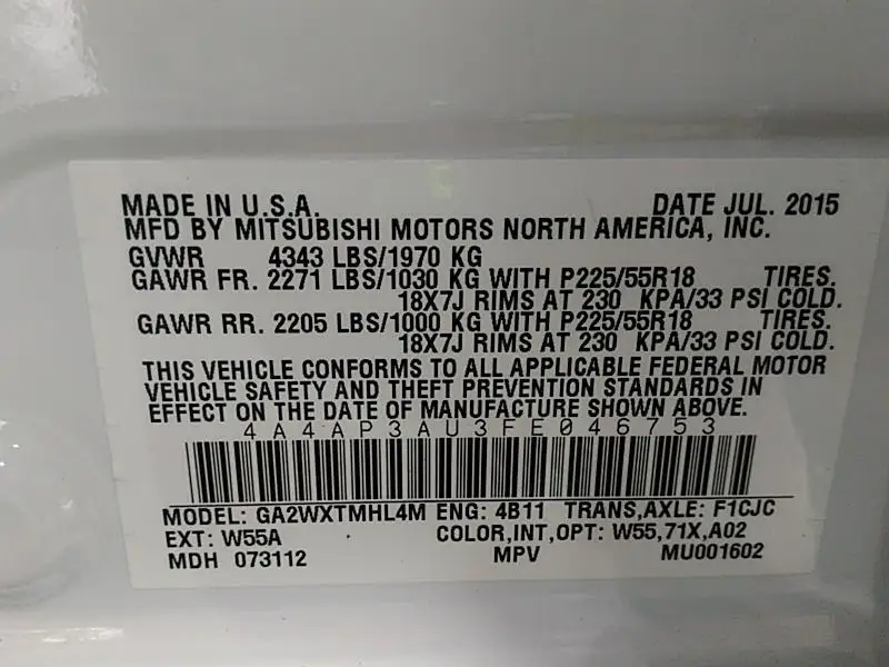
CHEAP AND FAIRLY USED CARS FOR SALE/2015 Mitsubishi OUTLAND SPT FWD ES 