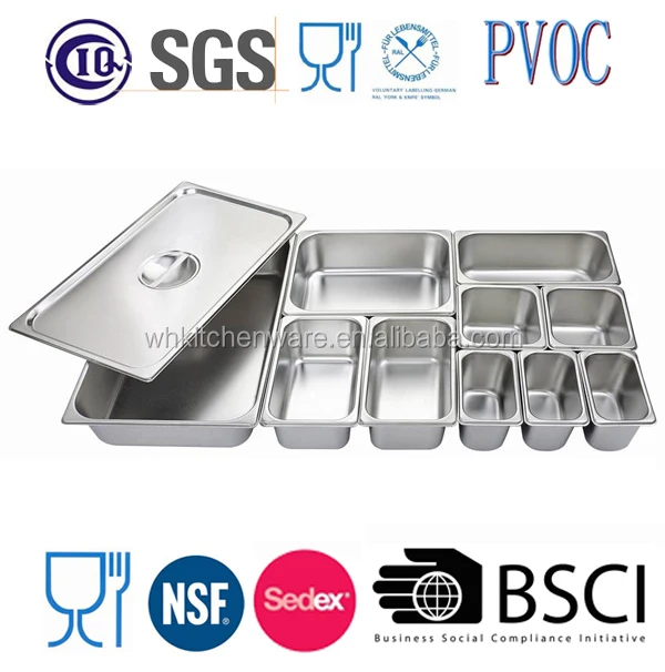 
EN631-1 Standard EU &US Size hotel food pan, steam table pan Gastronorm Pan (304 SS NSF & LFGB Approved) 