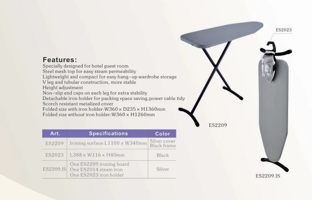 Hotel Ironing And Iron Board Set With Elastic Ironing Board Cover Hotel