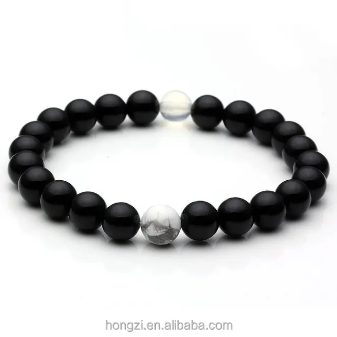 

hot style bracelet 8 mm stone lava-rock natural white hoard of black stone bracelet wholesale