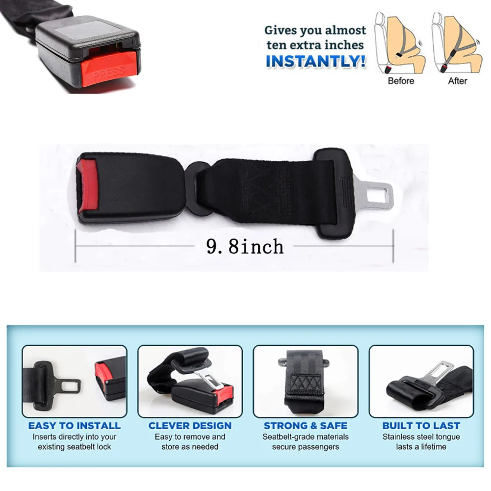 
Seat Belt Extender, 7/8 inch Metal Tongue, Car seat belt buckle extension for Obese Men Pregnant Women Children Safety Seats 