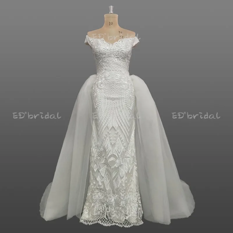 2018 New Saudi Arabian Wedding Dress Off Shoulder Mermaid Bridal