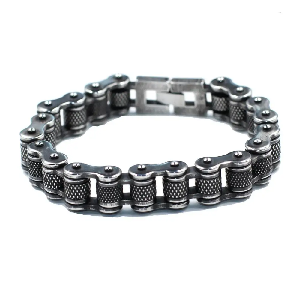 

Casting Bike chain bracelet 316L stainless steel Silver plated Fashion Men Jewelry