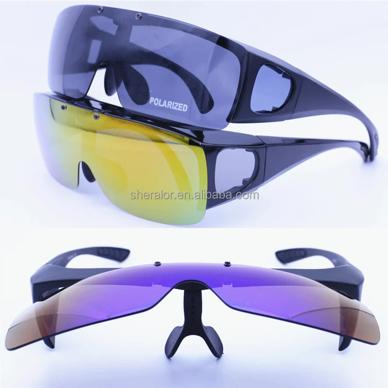 

fast delivery DY013 new style 4 degree bending flip up lens fit over polarized sunglasses for prescription frame wearer