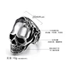 2019 Men's Fashion Stainless Steel Patched Black Skull Biker Ring