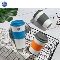 

Eco-friendly logo printed 16oz plastic wholesale insulated double wall custom reusable coffee cup with lid silicone sleeve