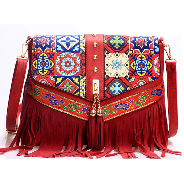 

Wholesale Fashion Floral Printed Tassel Crossbody Bag For Women, As pic