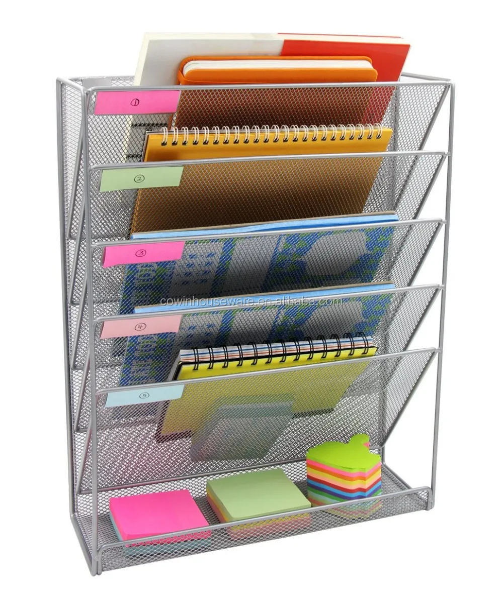 Mesh Wall Mounted File Holder With 6 Compartments File Organizer For ...