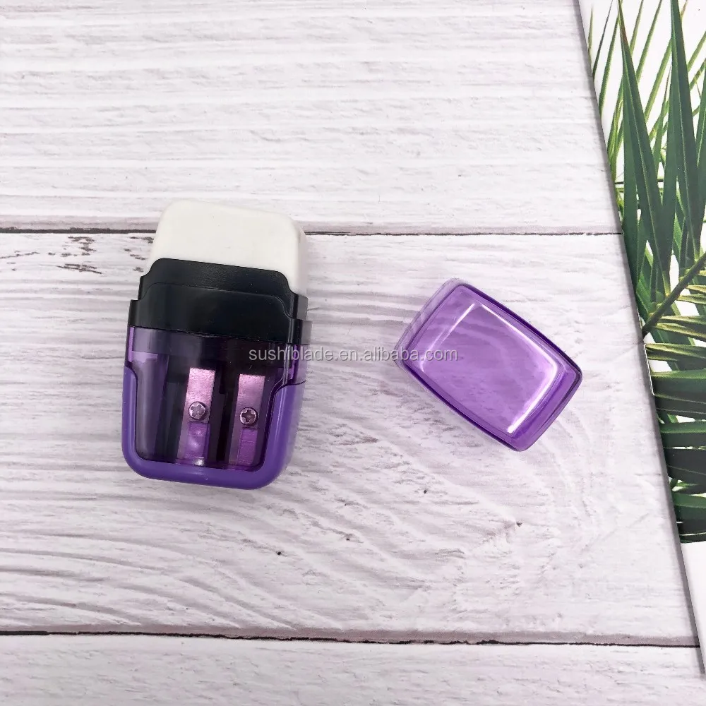 Double Holes Rectangular Tank Pencil Sharpener With Eraser Office Pencil Sharpener Buy Pencil