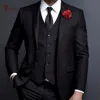 gentlemen British western Italy style 3 pieces suits jacket men business formal black blazers