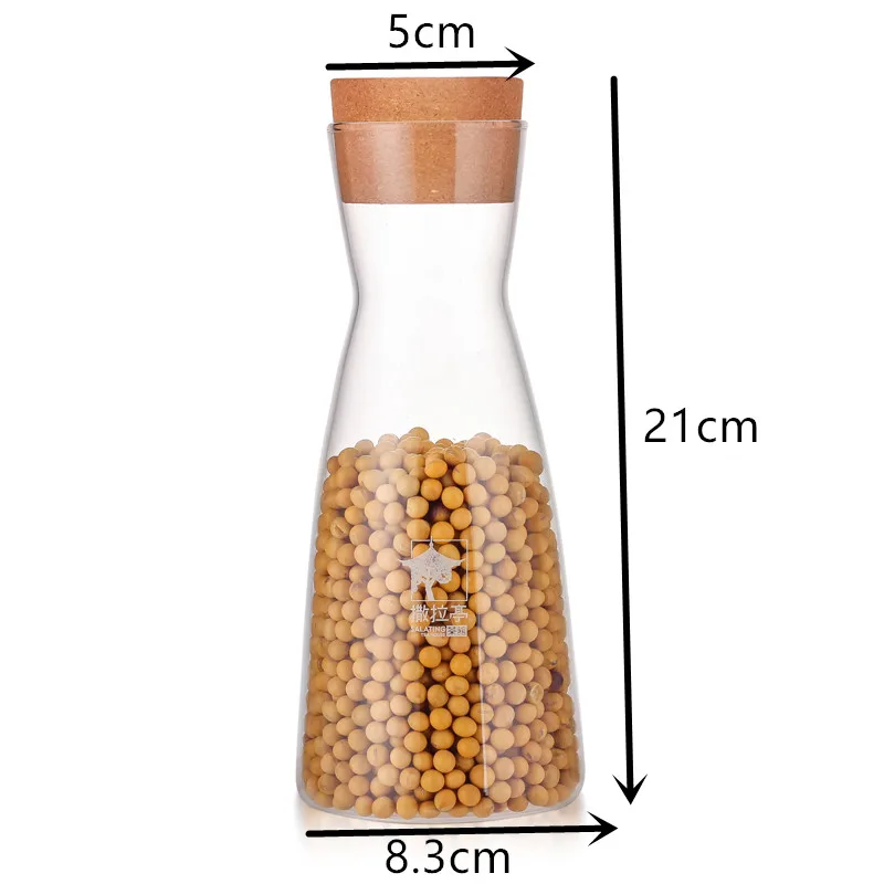 Wholesale 500 Ml /17 Oz Hand Made Storage Bottle Cork High Borosilicate