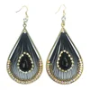 Peruvian style hand braided dangling thread tear drop earrings