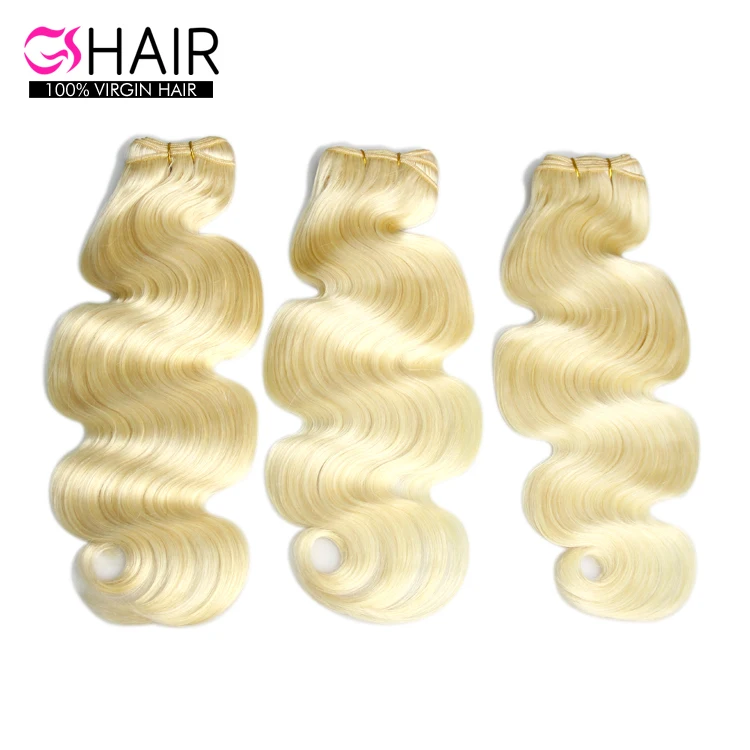 

GS Wholesale cheap factory weave bundles russian 613 body wave deep curly virgin blonde hair for white women, Natural color