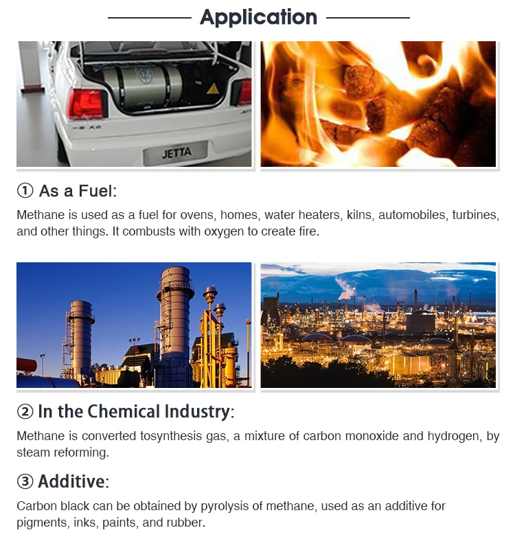 50 litres high purity 99.9%-99.999% methane ch4 gas