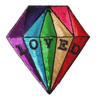 

Rainbow Color Diamonds Applique Clothes Stickers Letter Love Badges Embroidered Sewing Big Backpack Patch For Clothing T Shirt