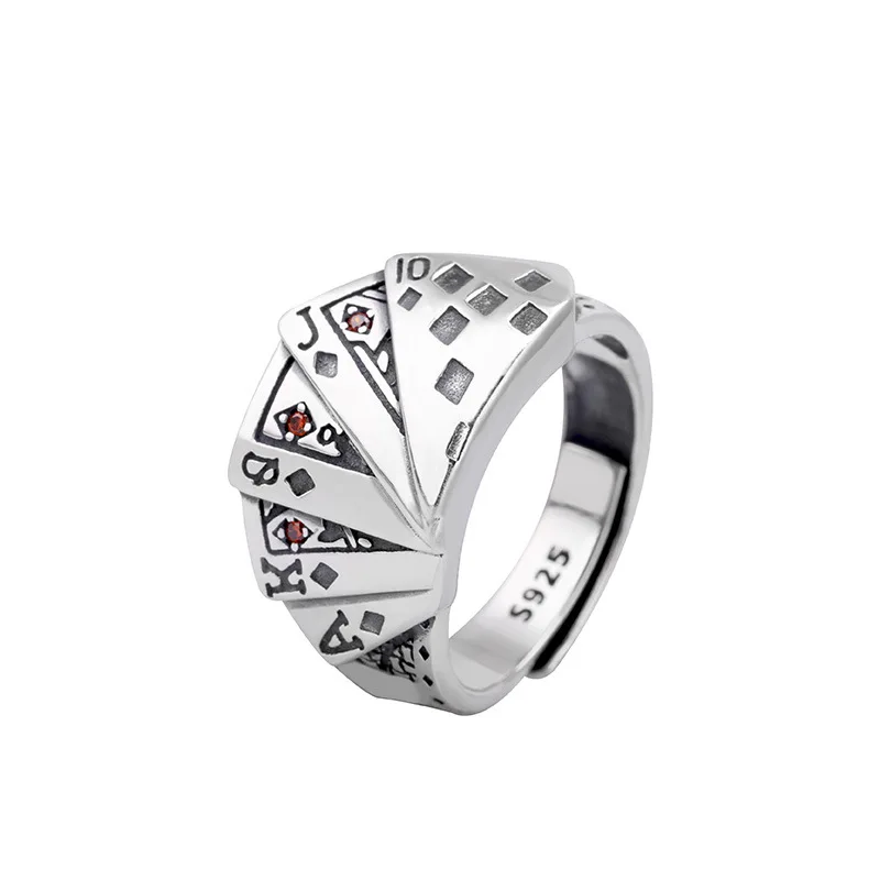 

Wholesale Poker Cards Rings  Jewelry S925 Silver Mens Rings Punk