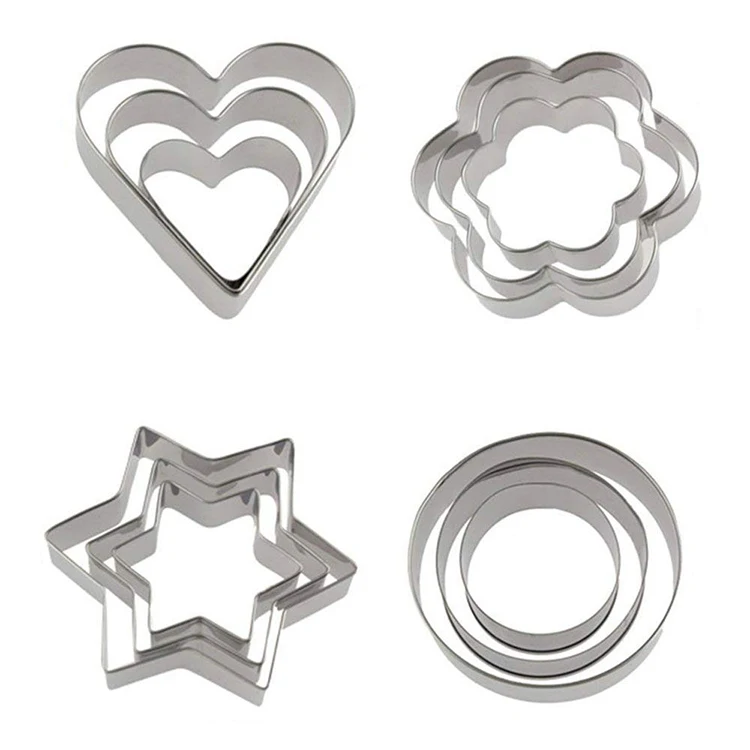 

Food Grade High Quality 3PCS Stainless Steel Cake Cutter Set For Cookie, Silver
