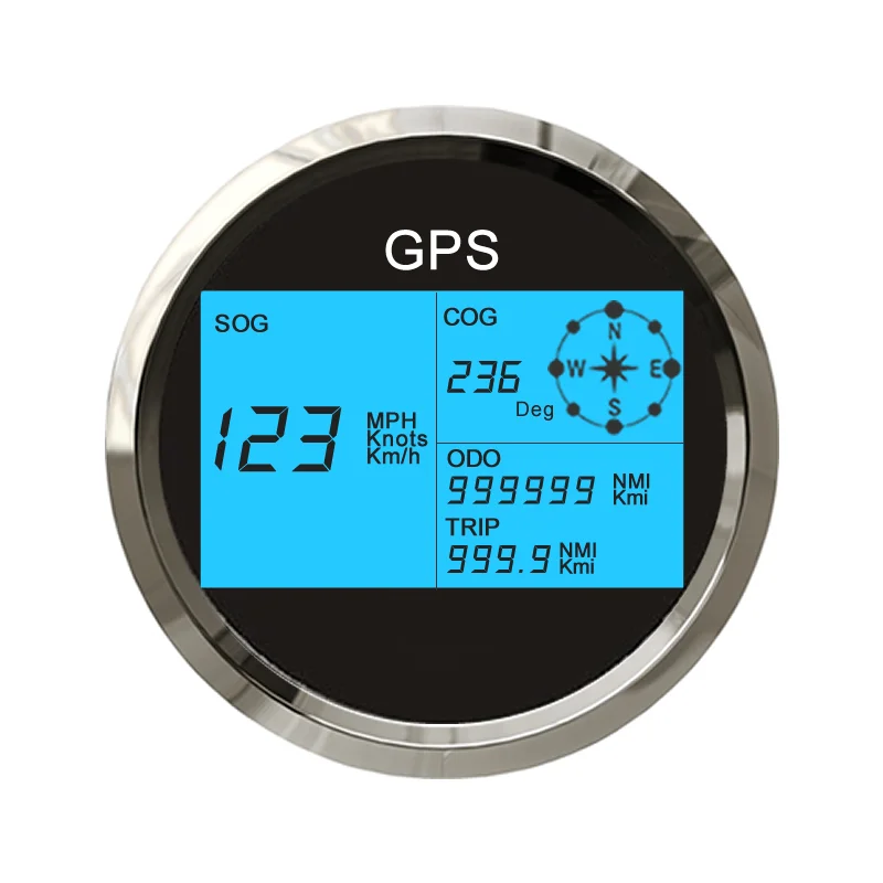 

Digital Auto meter LCD GPS Speedometer Gauge MPH Knots Km/h Adjustable For Car Boat Digital Marine 7 Color Back Light