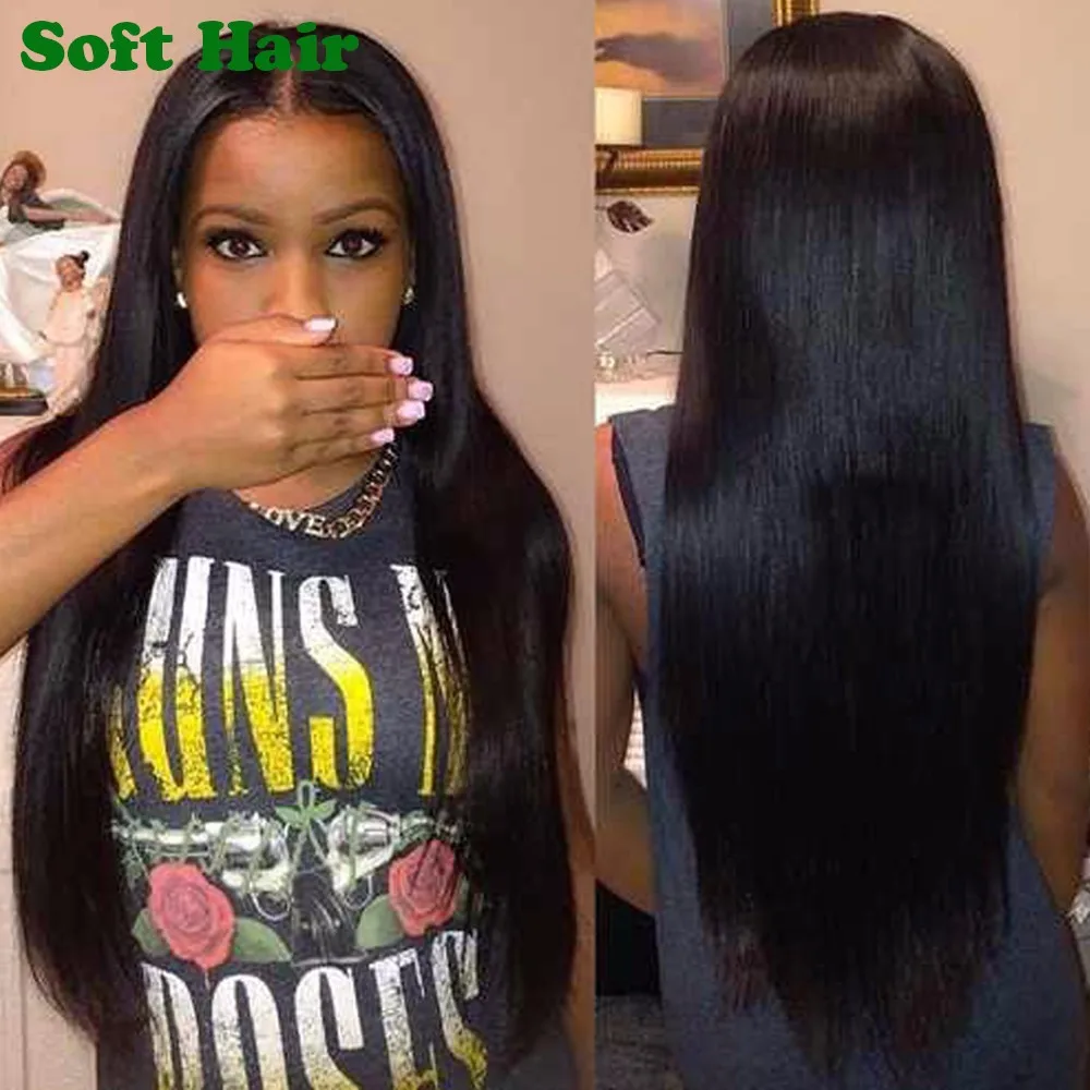 Elastic Band Brazilian Hair Glueless Full Lace Wig With Baby Hair Fo