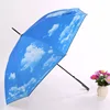 Blue Sky White Cloud Design UV Protection Automatic Straight Umbrellas OEM Manufacturer XIAMEN