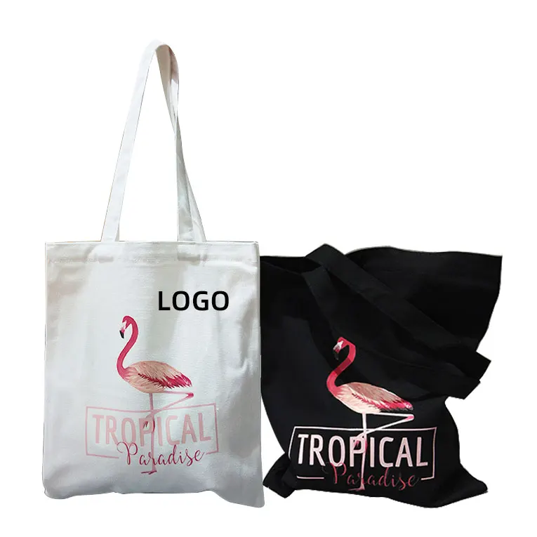 

wholesale custom promotional women black logo print fashion 12 oz plain white small blank standard size cotton canvas tote bag, Black/white/customize