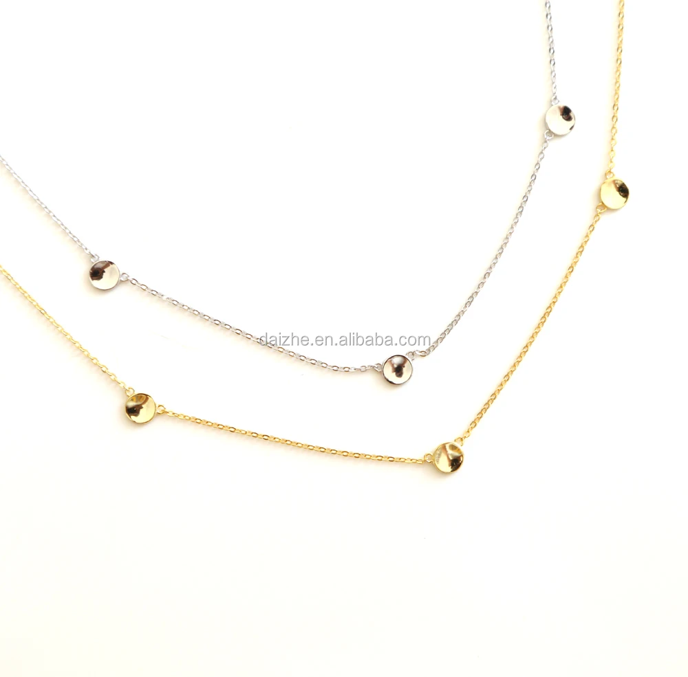 

Fashion gold and silver 925 sterling silver 40+5cm dainty thin chain small dots simple necklace