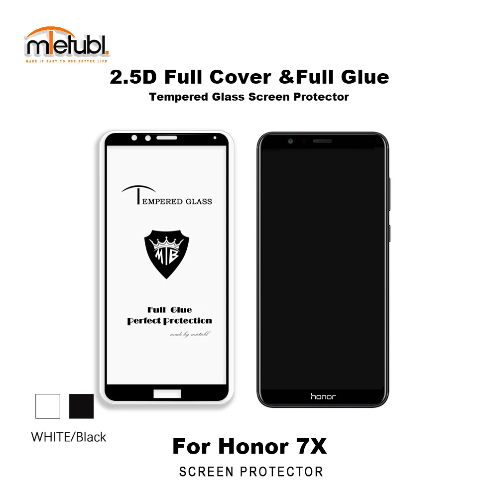 

New products 0.3mm ultra thin 9H full glue cover tempered glass screen protector for huawei honor 7x/7c/7a, Black&white